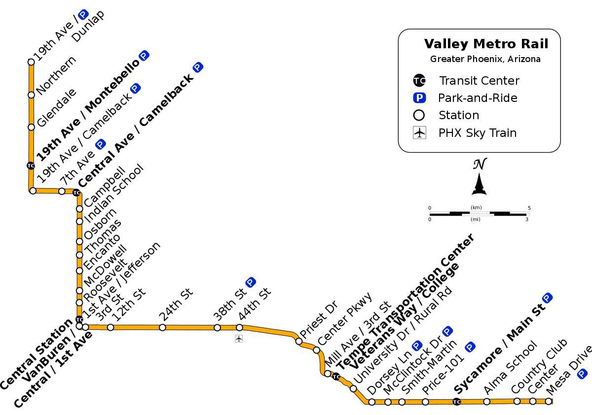 Valley metro bussi marsruudi kaardil