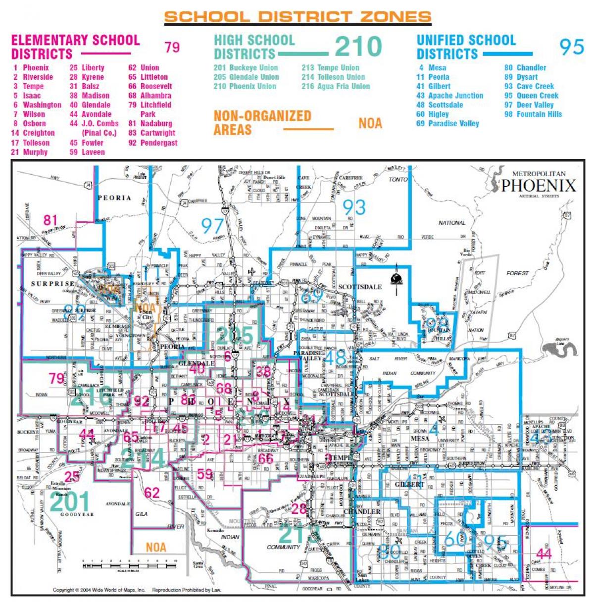 Phoenix liidu high school district kaart