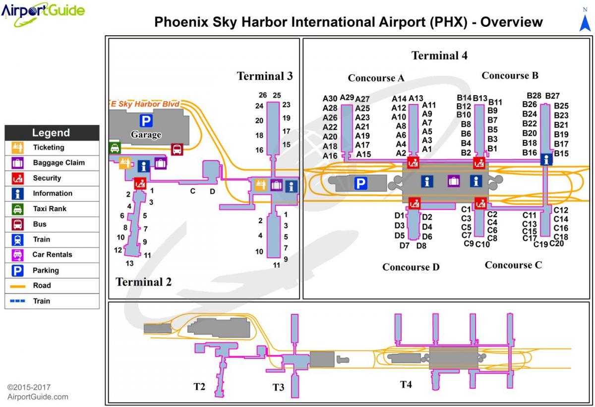 kaart, Phoenix sky harbor airport