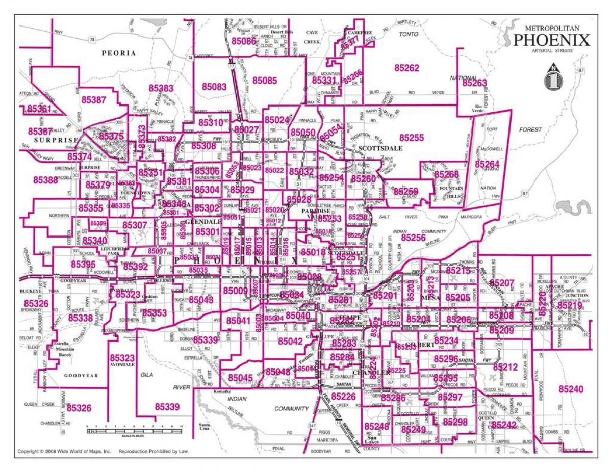 linna Phoenix postiindeks kaart