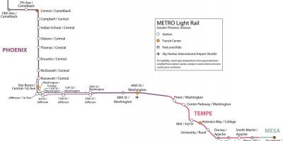 Light rail kaart, Phoenix